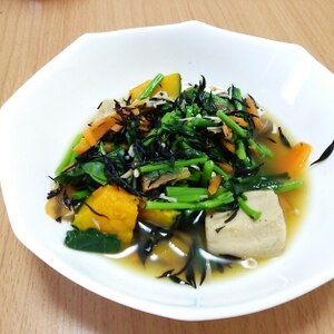小松菜と高野豆腐・ひじきのさっと煮